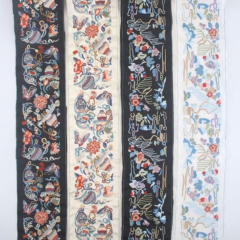 国风刺绣布贴绣花图案花边布料手工DIY服装制作辅料布艺包边厂家