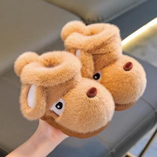 儿童居家毛毛鞋毛绒拖鞋冬季加绒加厚男孩宝宝棉鞋男宝棉拖鞋厂家