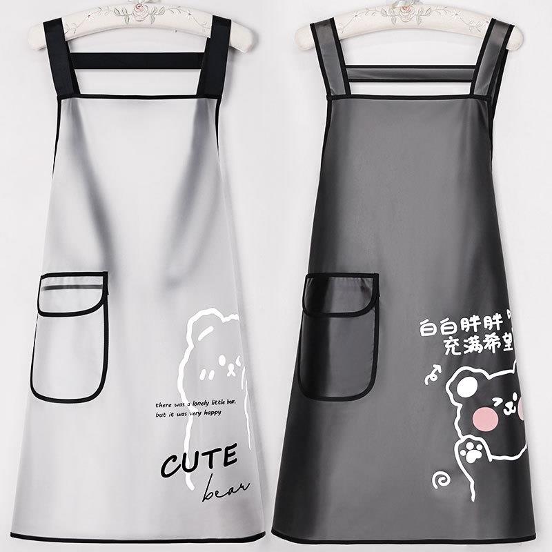 日本进口透明围裙女家用厨房防水防油餐饮专用做饭围腰软皮工厂家
