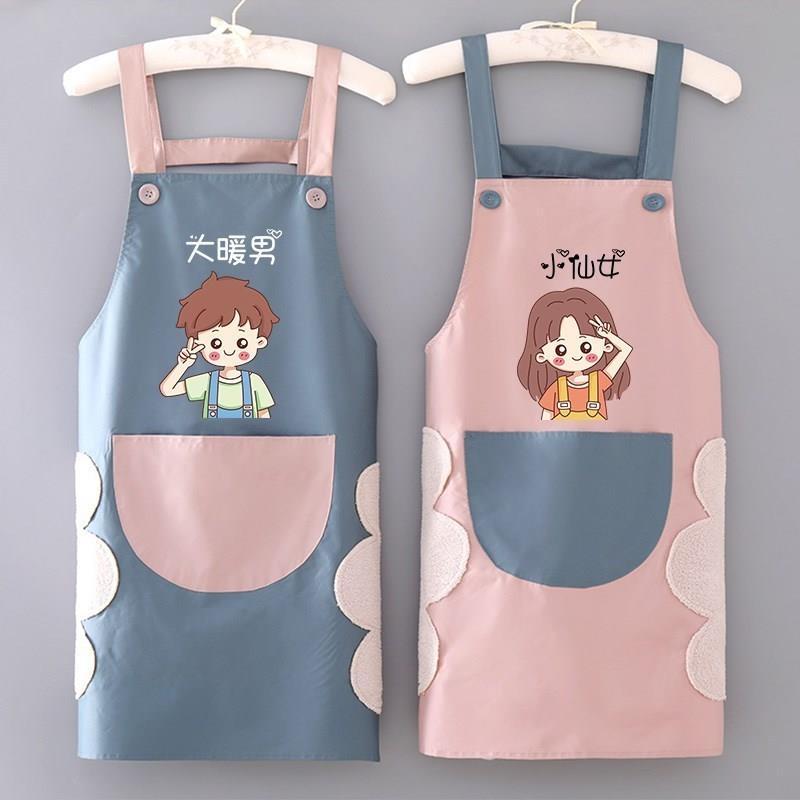 情侣防水清洁围裙家用厨房防油工作服可爱时尚女无袖围腰定制厂家