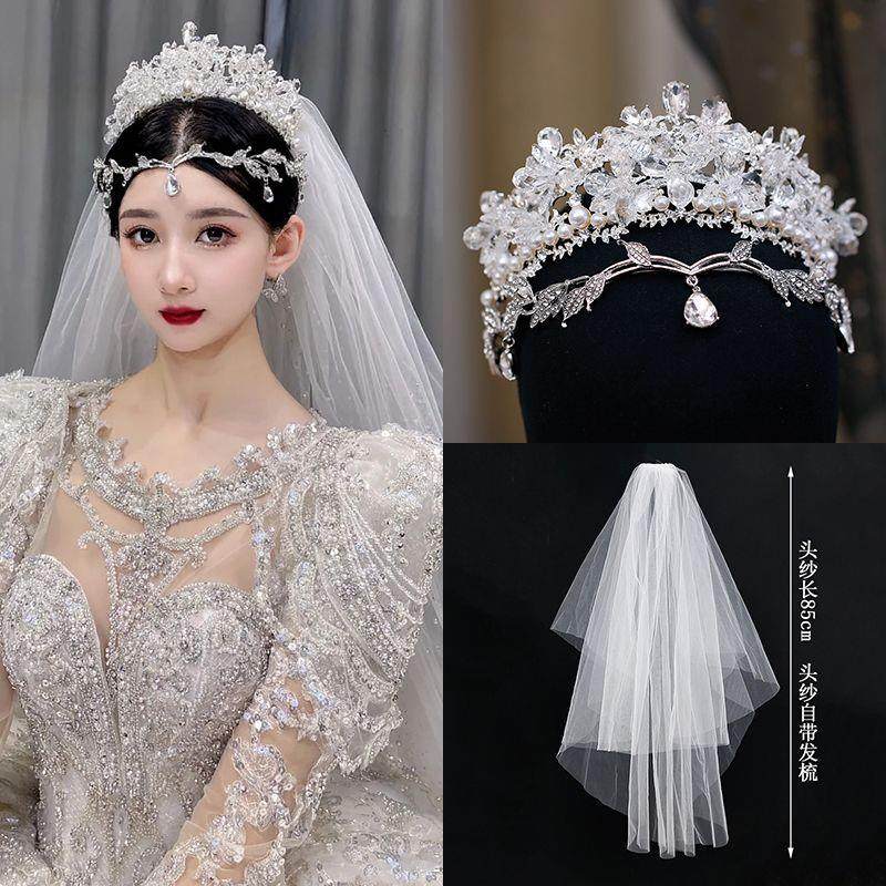 新娘皇冠头饰高级感轻奢简约大气成人公主生日珍珠女神三件套厂家