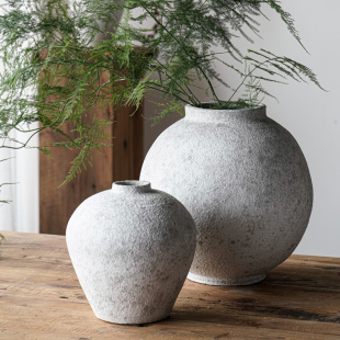 中式复古手工粗陶罐花瓶插花器酒店民宿客厅装饰品摆件仿古土陶