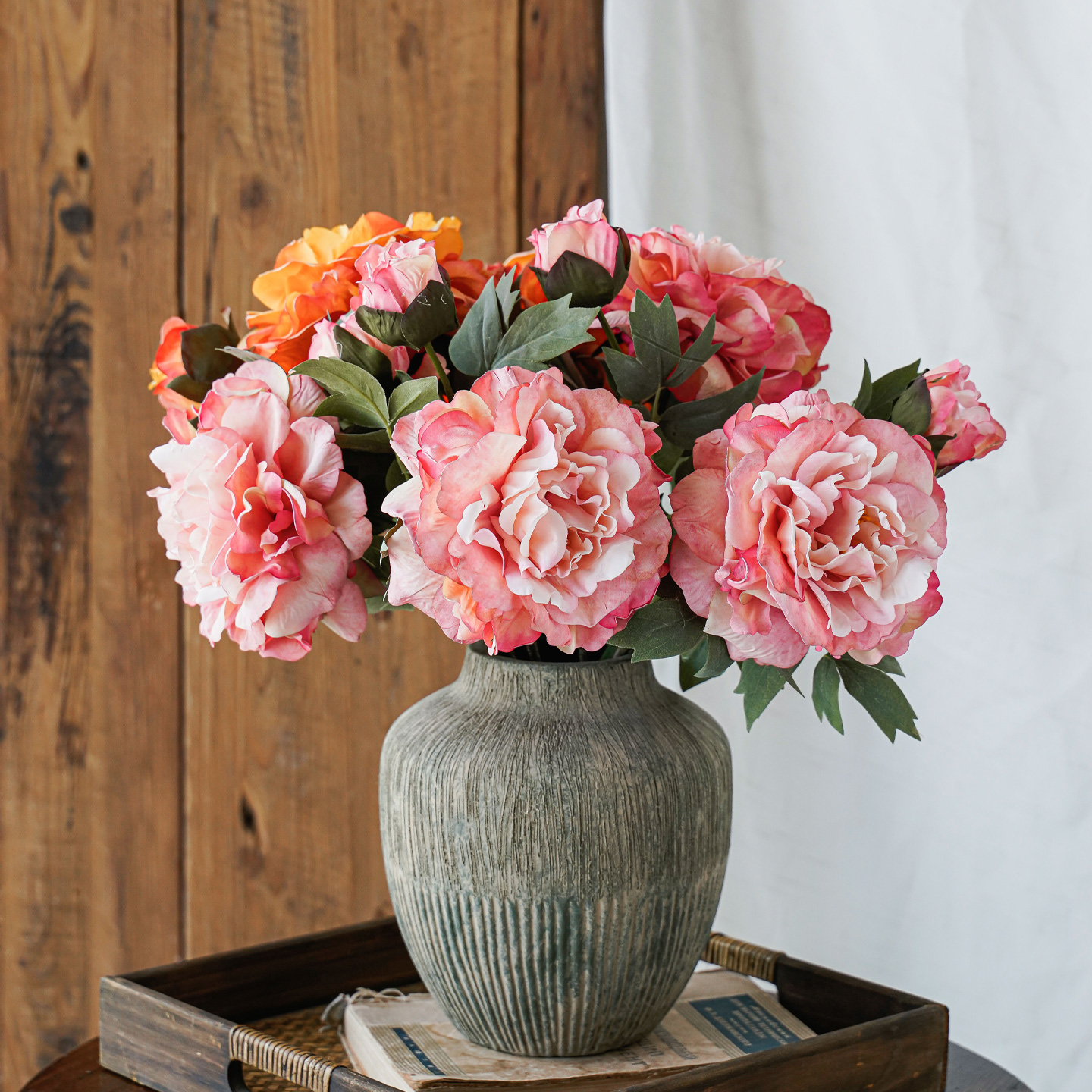 高档牡丹花绢花假花仿真花摆设客厅摆件塑料花高级感逼真装饰花卉