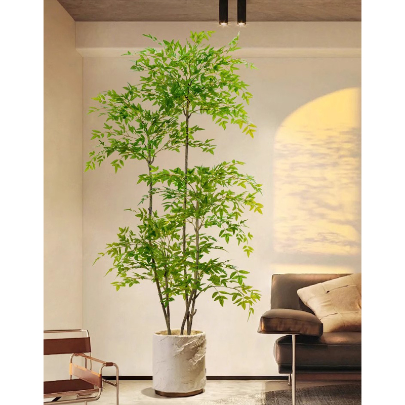 仿真植物南天竹落地盆栽室内大型仿生绿植摆件客厅轻奢装饰花假树