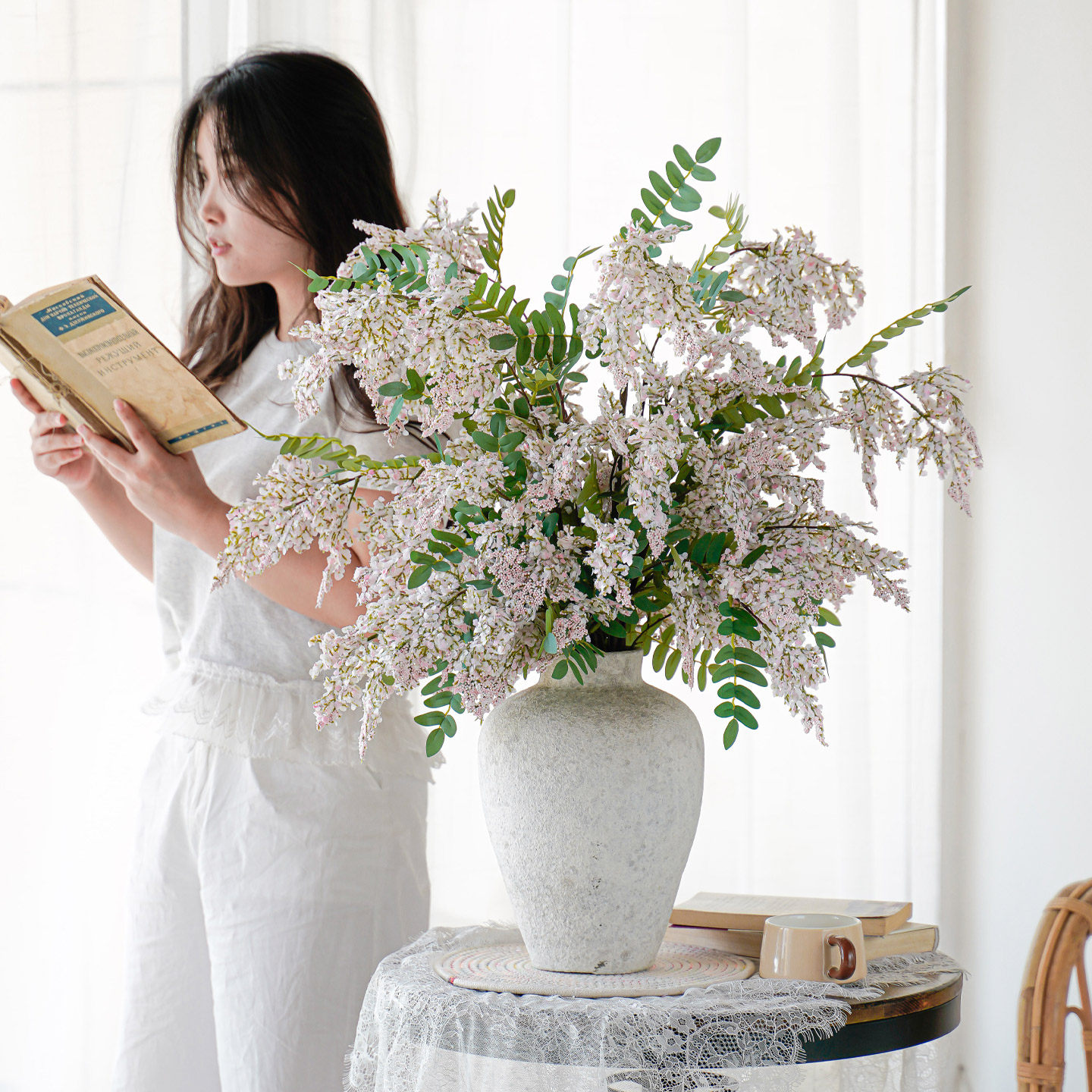 高品质槐蕊仿真花逼真假花摆设高端槐花复古客厅餐桌婚庆大枝花艺,家居饰品,仿真花/假花,淘宝优惠券,粉丝福利购,淘宝优惠卷