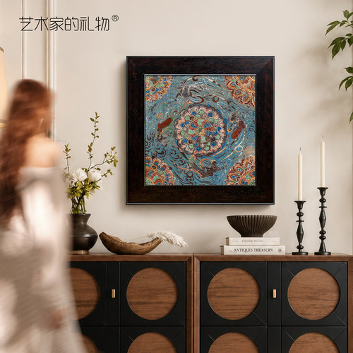 中古风敦煌飞天藻井实木装饰画