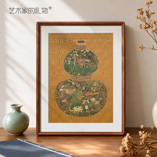 艺术家的礼物葫芦花瓶图铜雕画
