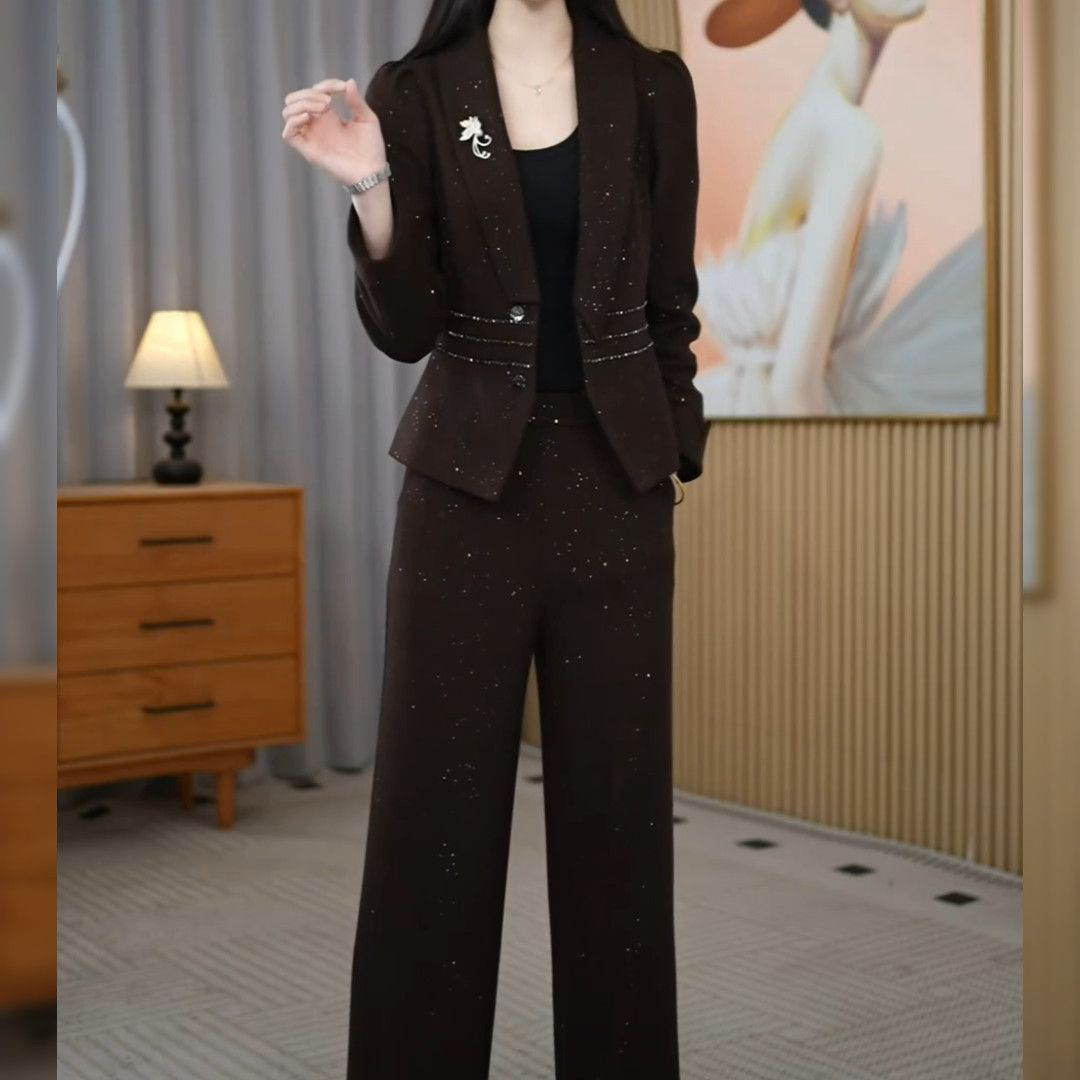 【两件套】秋季新款时尚洋气减龄休闲显瘦气质修身百搭女装套裤女