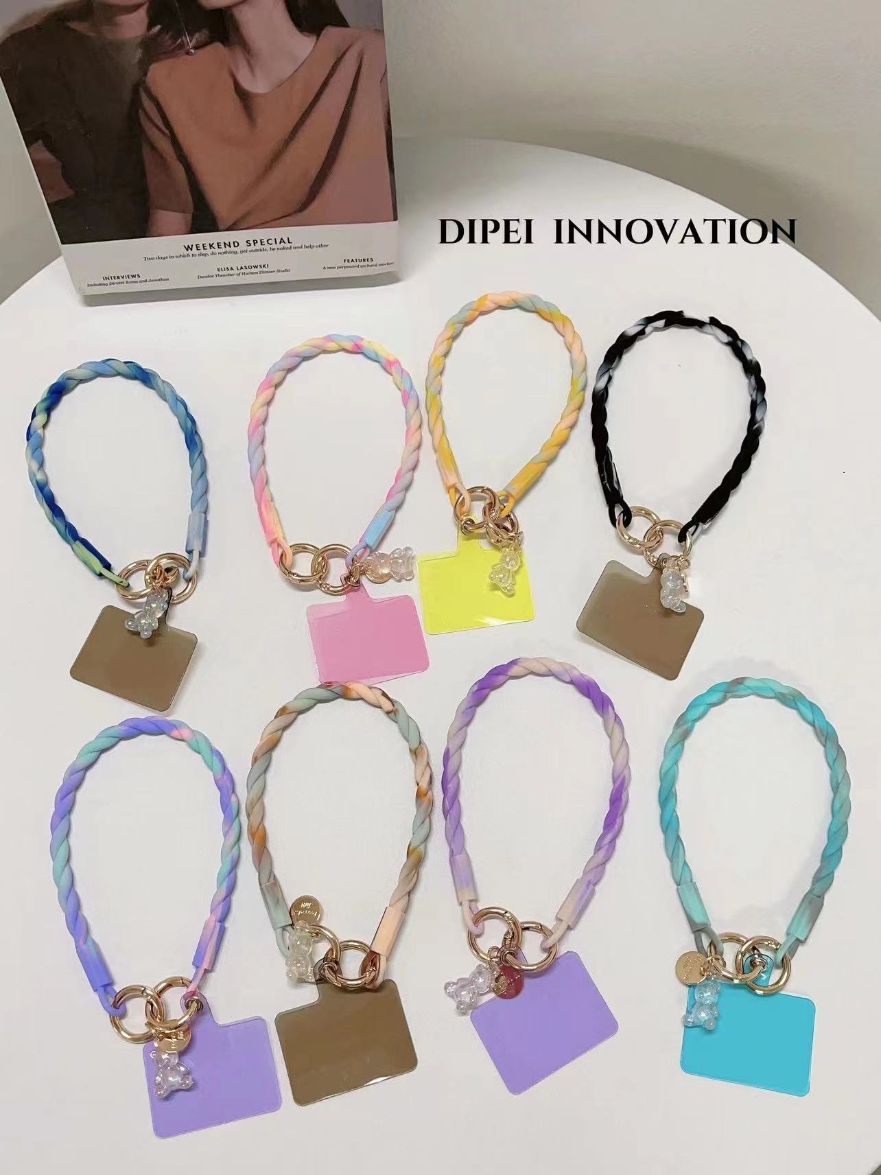 日韩INS风麻花渐变夹片硅胶手链