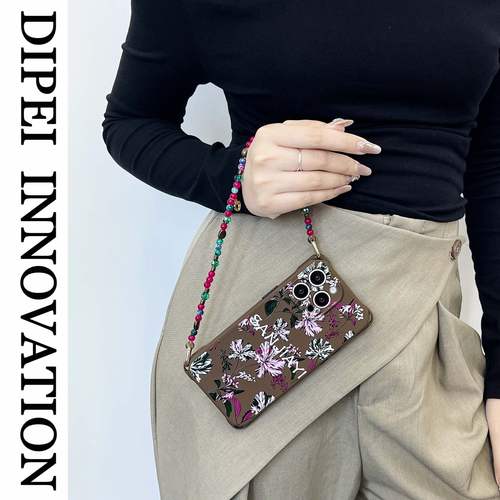 原创棕底花枝链条手机壳16Pro