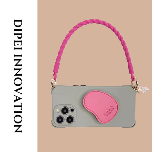 简约灰色斜挎挂绳手机壳15Promax