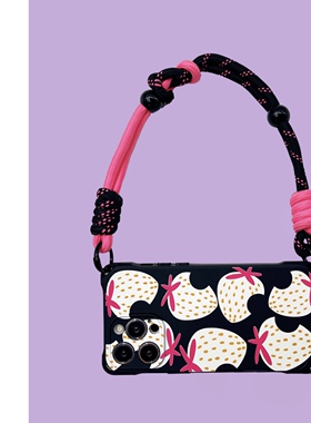 甜酷草莓挂绳手机壳15Promax手拎斜挎适用小米13荣耀华为Pura70Ultra苹果iPhone14plus防摔nova12女mate60pro