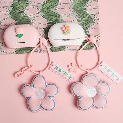 适用JBL Clips琉璃扣耳夹式无线蓝牙耳机保护套粉色郁金香花朵JBL Soundgear Clips 琉璃扣一体式硅胶软壳