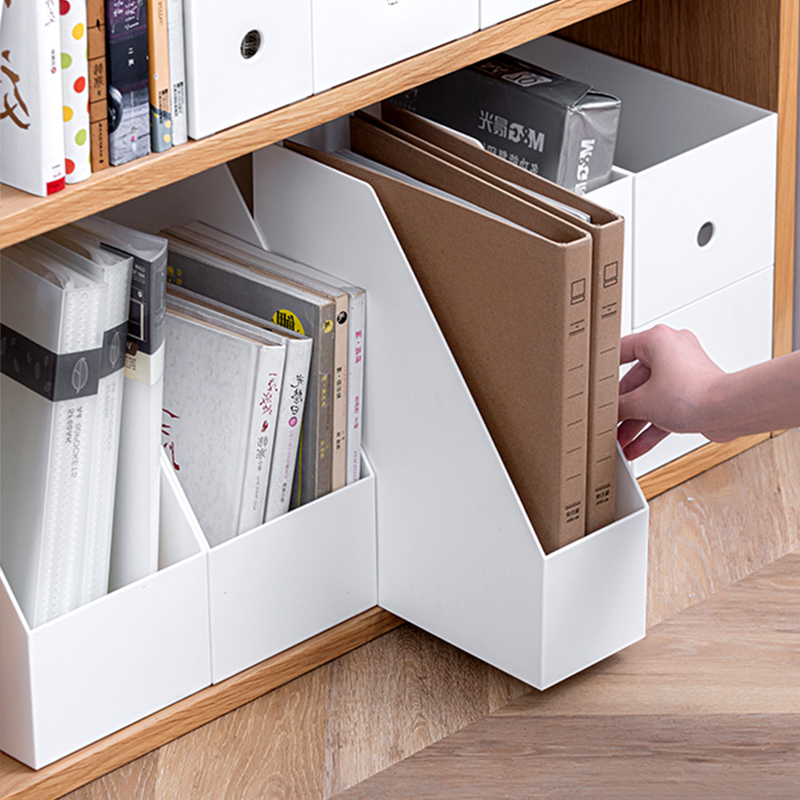 家用办公桌面文件收纳盒文件框整理盒日G式A4文件盒书本斜角储物