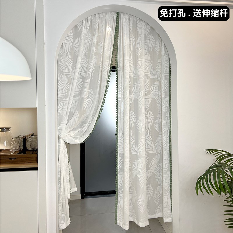高端浮光半夏纱帘透光不透人门帘客厅装饰纱帘卧室W防隐私隔断帘