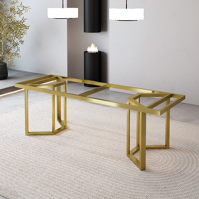 现货轻奢桌腿支架不锈钢桌脚办公餐桌桌架岩板茶桌底X座大理石台