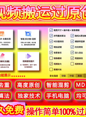 视频过原创 搬运去重混剪去水印影视解说AI自动剪辑批量消重软件