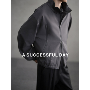 ASSDY|双层锁边/双线埋夹工艺/春秋季双拉链翻领夹克男士鼎奢外套