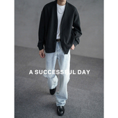 华夫格V领卫衣男士 2025春秋季 新款 ASSDY 极简风卫衣开衫 潮牌外套