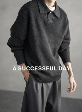 ASSDY|Polo马球领毛衣男士2025冬季新款轻熟宽松毛线衣休闲针织衫