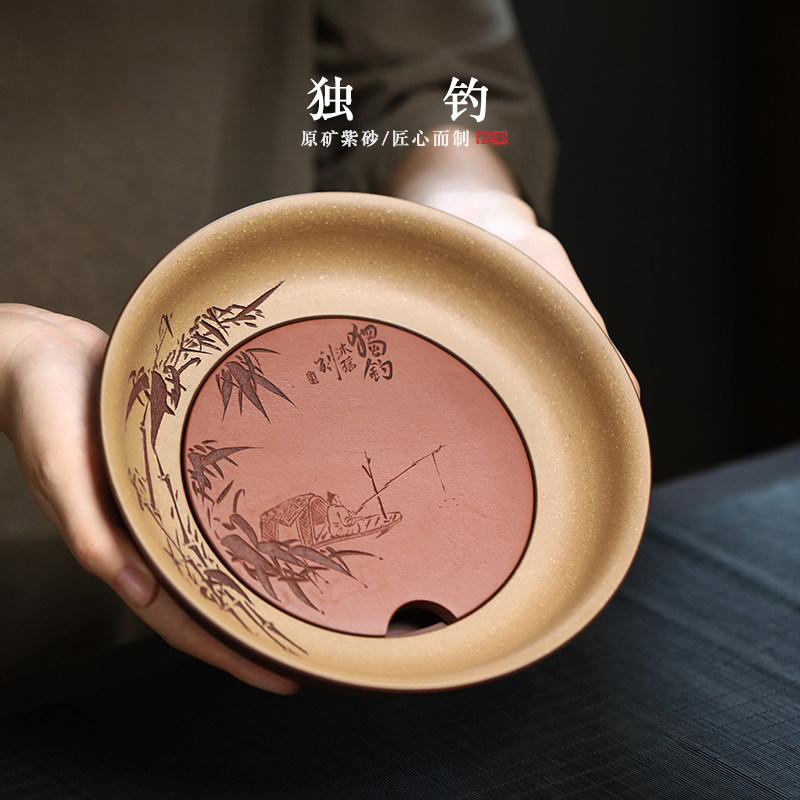 紫砂壶承干泡台手工家用养壶盘茶壶底座壶托 养壶垫小茶盘
