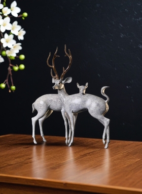 王大朋《连理》北欧风铜摆件