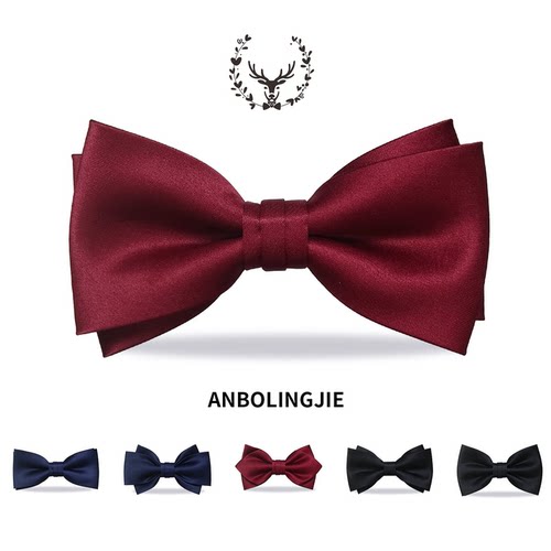 时尚新郎订婚结婚酒红色领结伴郎