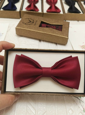 红色领结男正装结婚婚礼英伦蝴蝶结伴郎领花兄弟团新郎黑色西装潮