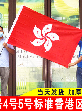 中国香港区旗4号大号香港旗区紫荆花旗不褪色中国香港串旗户外装饰五星红旗3号2号5号四号五号三号旗帜定制