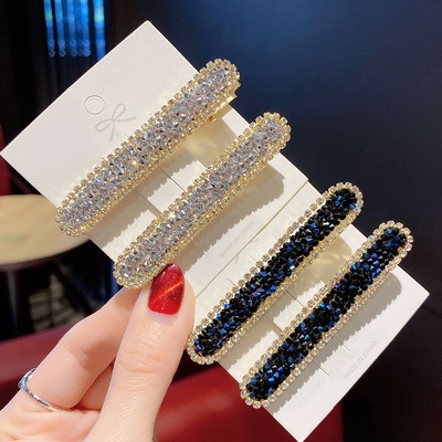 镶水钻发夹韩后脑勺一字夹网红对夹少女边夹刘海碎发卡气质鸭嘴夹