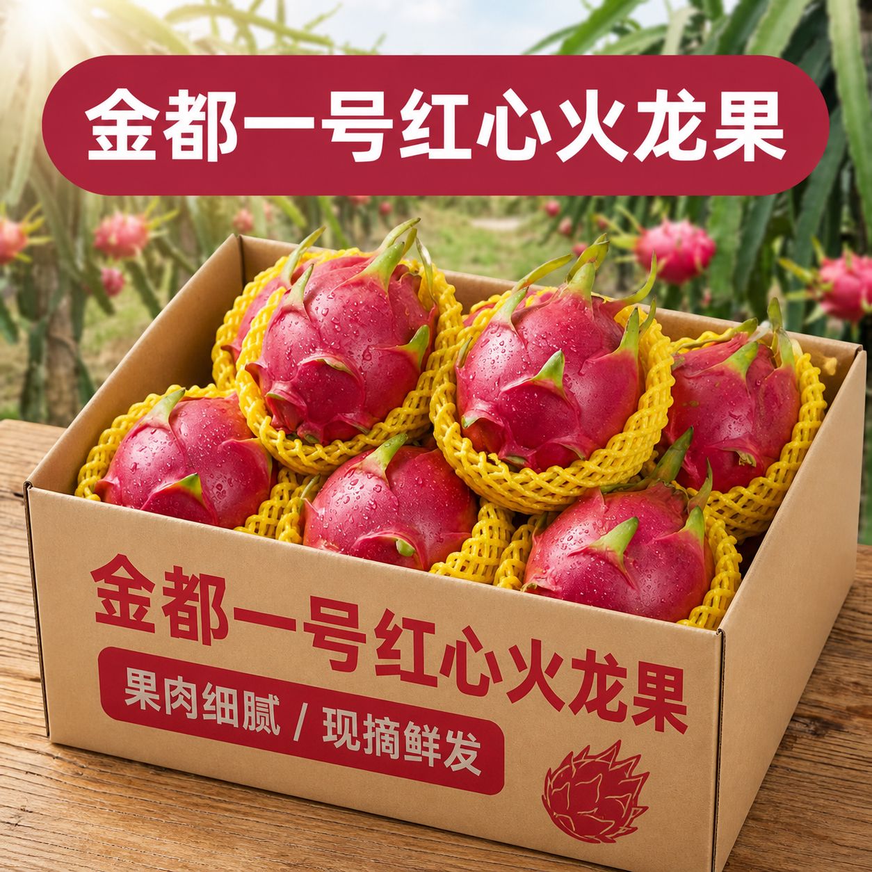 云南红心火龙果8个装金都一号