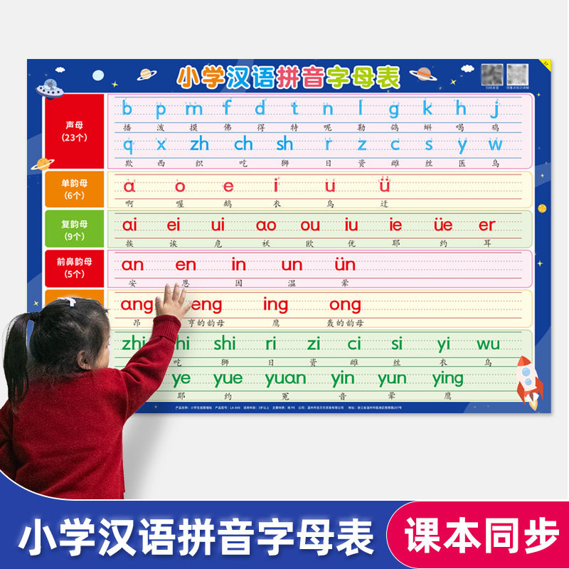 汉语拼音字母表墙贴拼读训练学习玩具挂图/认知卡