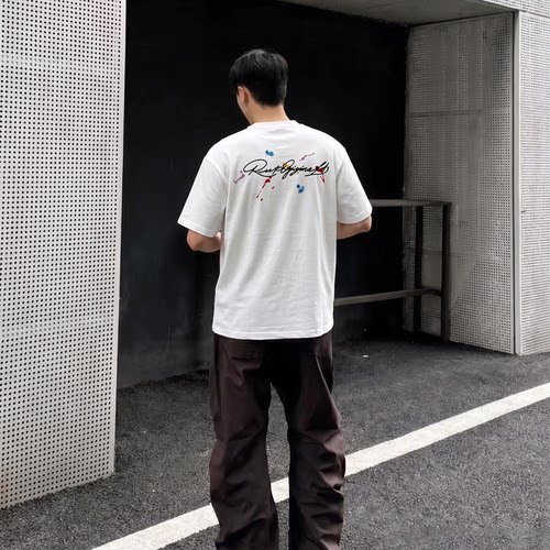 RASP索罗娜凉感抗菌吸汗多色泼墨短袖落肩休闲情侣T恤美式上衣夏
