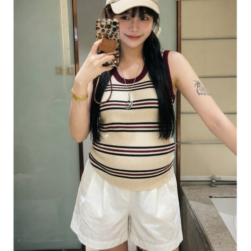 孕妇装夏季新款时尚圆领无袖针织背心上衣宽松薄款外穿打底衫