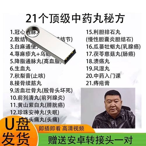 U盘范氏21个中药丸秘方21集高清视频教程临床实用方自学中医优盘