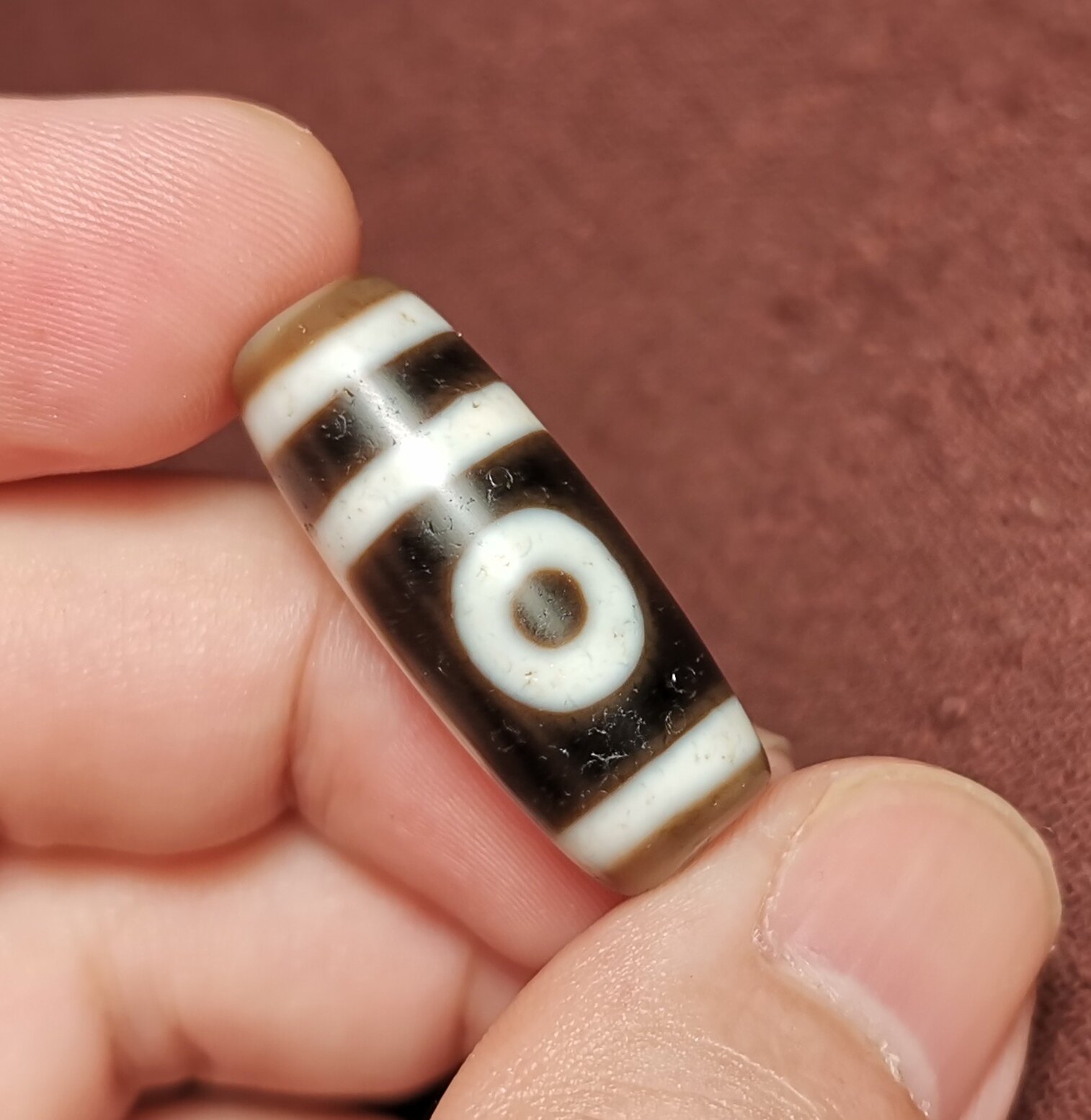 牧区古玩11*29mm老款式折线二眼天珠一物一图老磨损随身佩戴吊坠