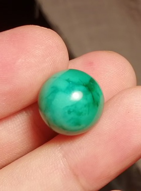 藏系文玩14mm绿松石手工打磨圆珠多宝手串佩珠隔珠腰珠一物一图珠