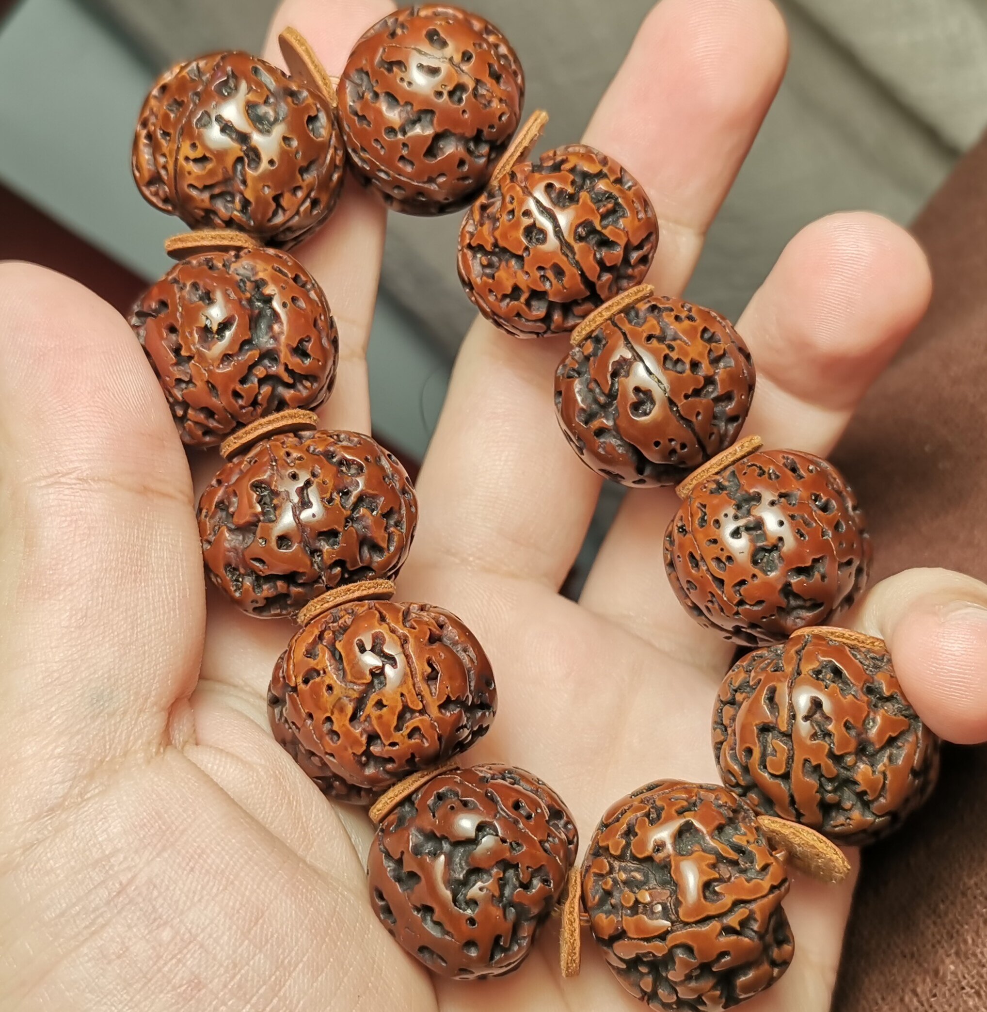 西藏文玩22mm超大金刚菩提念珠一物一图手链手串手工打磨老款佛珠
