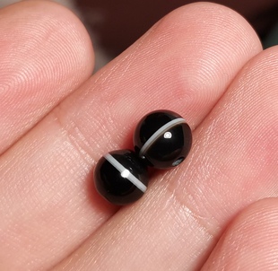 藏式文玩6-7mm黑金一线药师珠 手链多宝佩珠每个略有不同随机结缘