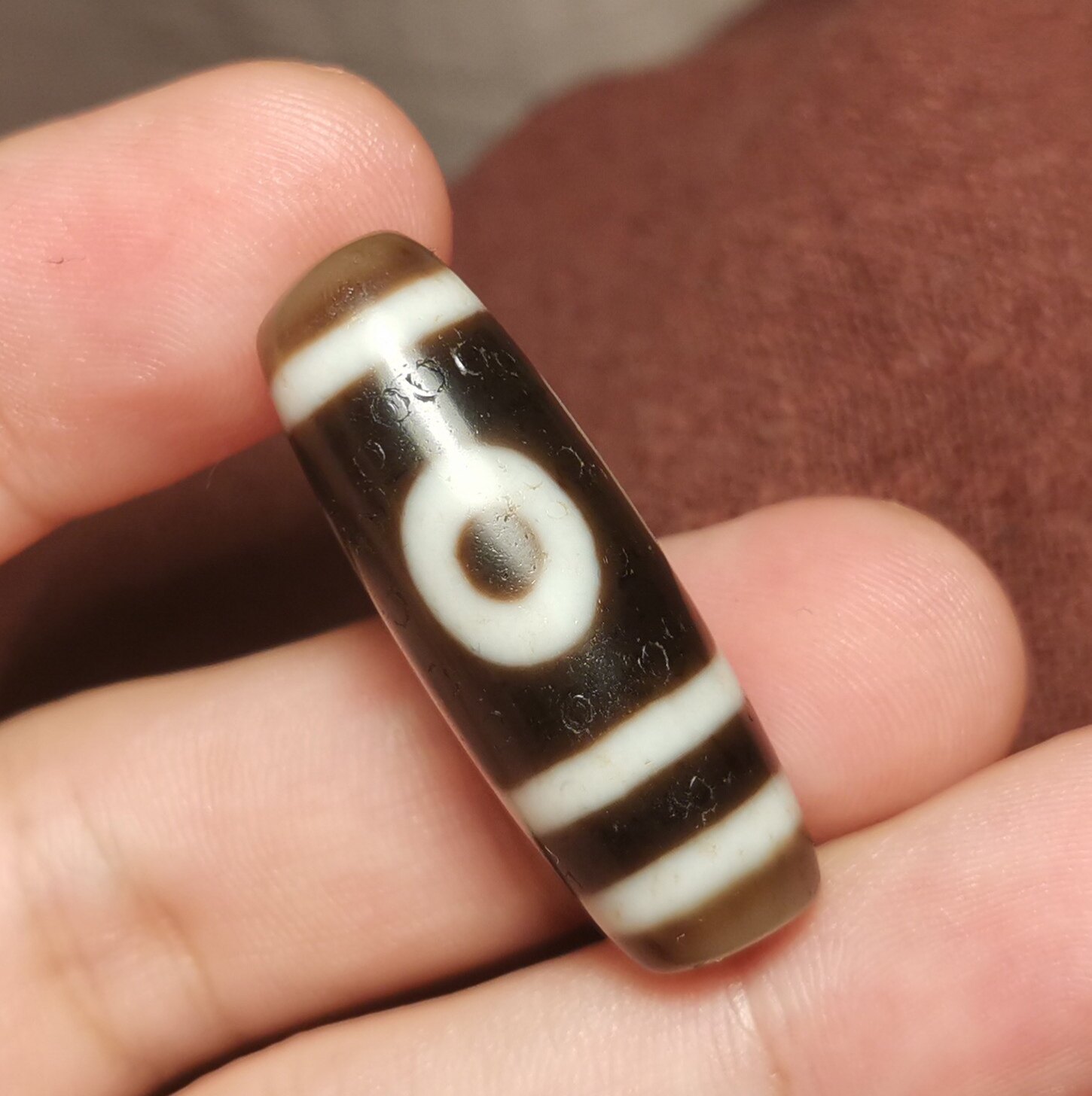 藏系文玩12*34mm老款式老磨损二眼天珠一物一图锁骨链吊坠顶珠diy