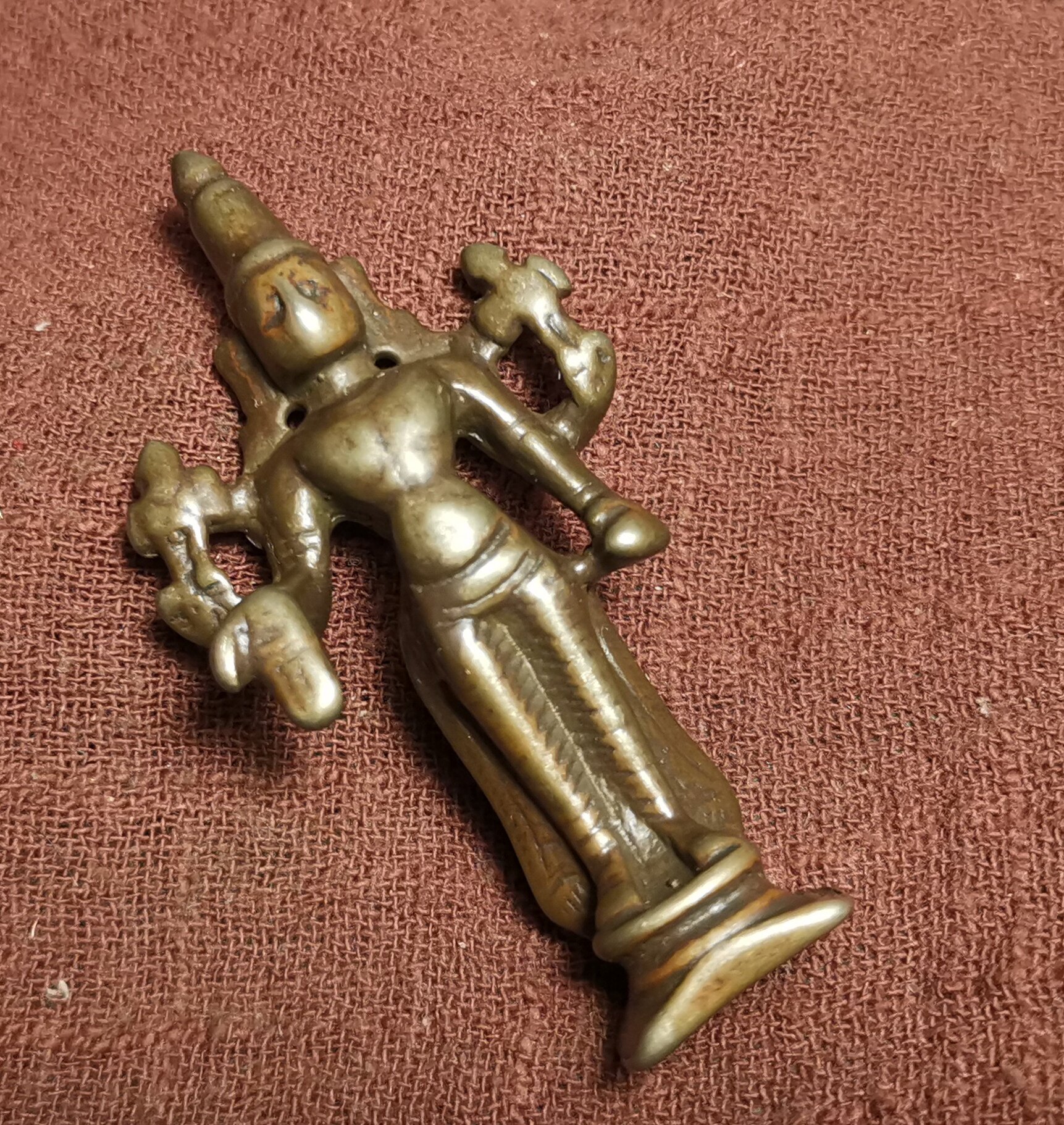 结缘一尊收老藏空行母高65mm铜质托甲皮壳老气质感佛龛摆件饰品款