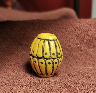 西藏元素16*21mm老黄料器手工雕刻菩提叶小咒点图腾磨损到位佩珠