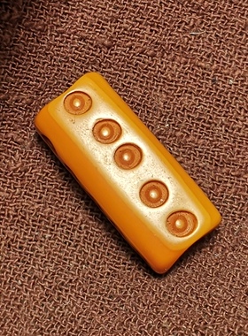 西藏元素8*11*26mm老黄色咒点料器一物一图佩珠隔珠百搭饰品配饰