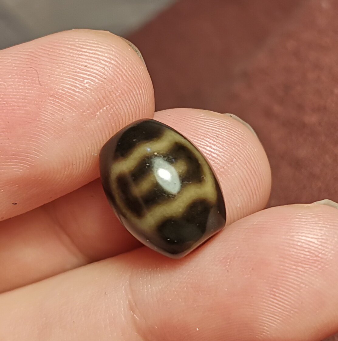 西藏文玩10.5*14mm黑金小水纹天珠一物一图手链手串百搭饰品佩珠