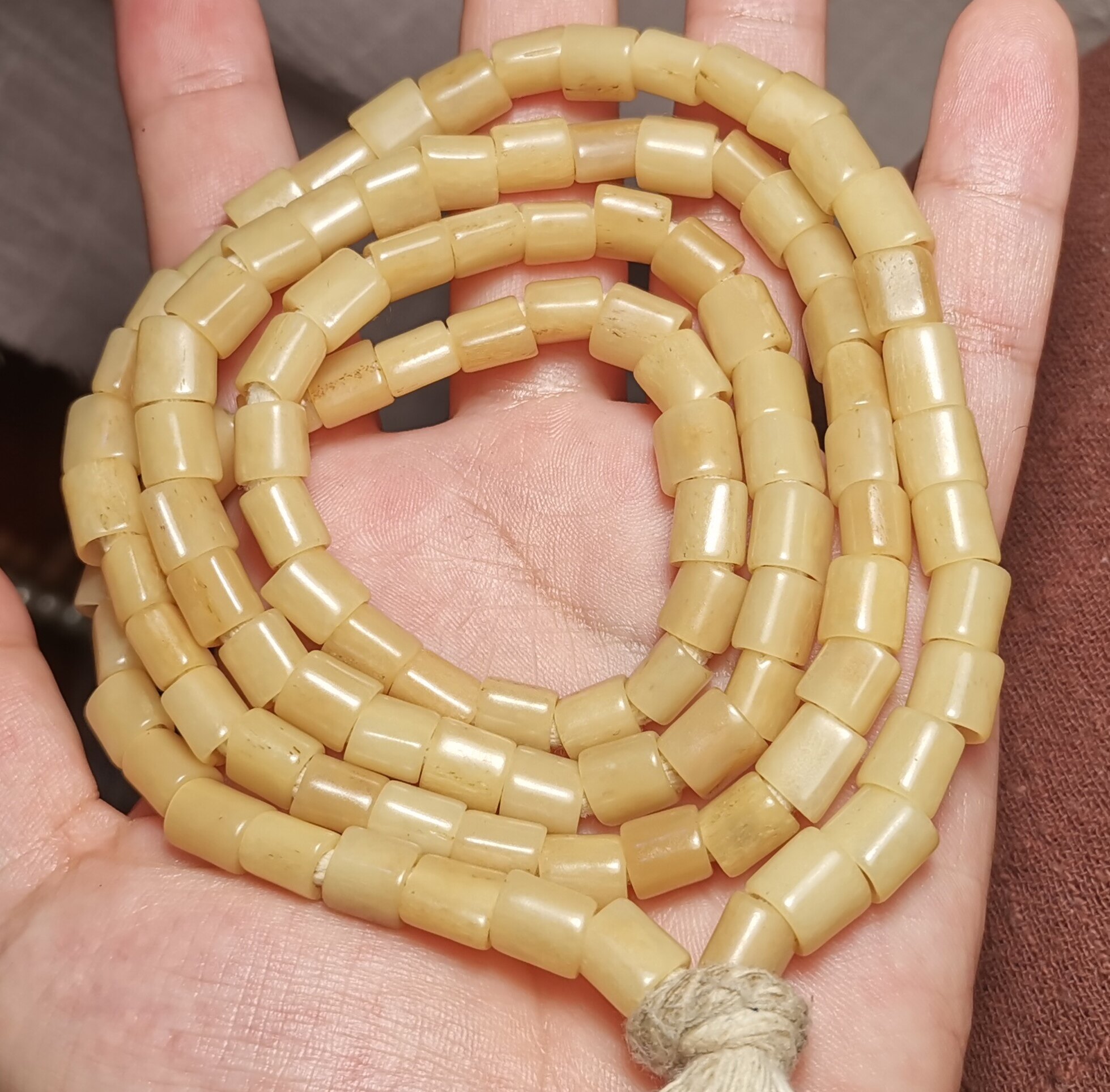 牧区古玩7mm老灵骨空行母念珠一物一图锁骨链手持念珠随身佩戴珠