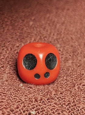 西藏文玩10mm橘红色料器琉璃尸陀林大眼睛图腾佩珠隔珠百搭藏饰款