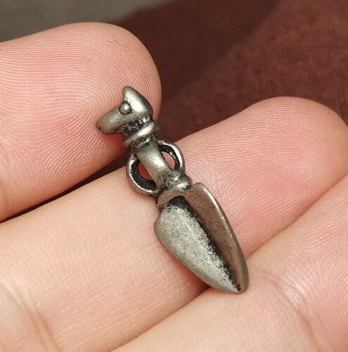 藏系文玩长25mm藏银色白铜做旧老款式马明杵挂件测挂吊坠饰品配饰