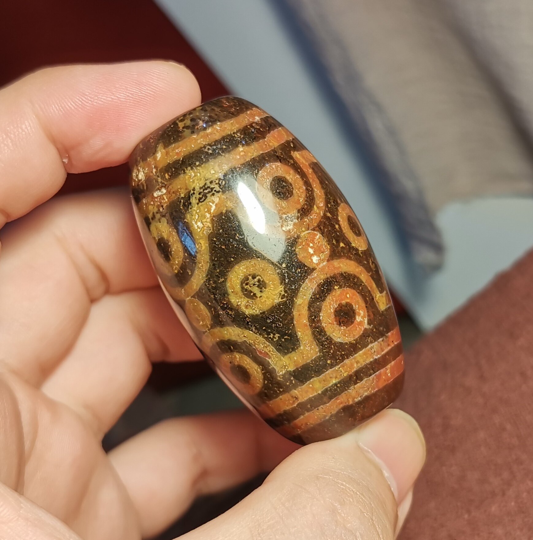 牧区古玩32*53mm超大15眼天珠一物一图锁骨链吊坠顶珠佛龛摆件diy