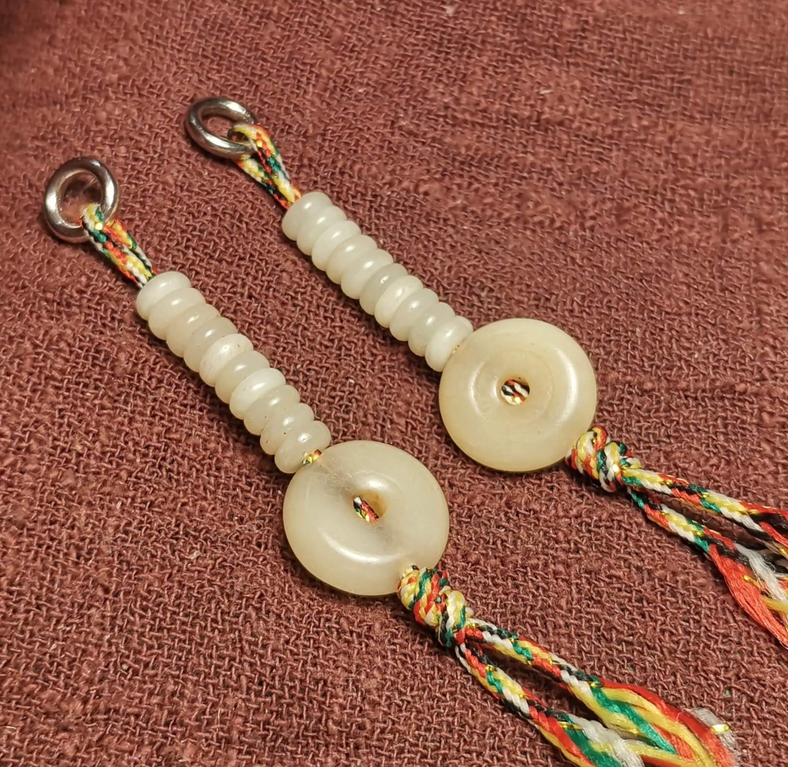 限量西藏元素计子4.5mm一对牦牛骨玉化灵骨平安扣计数器挂件测挂