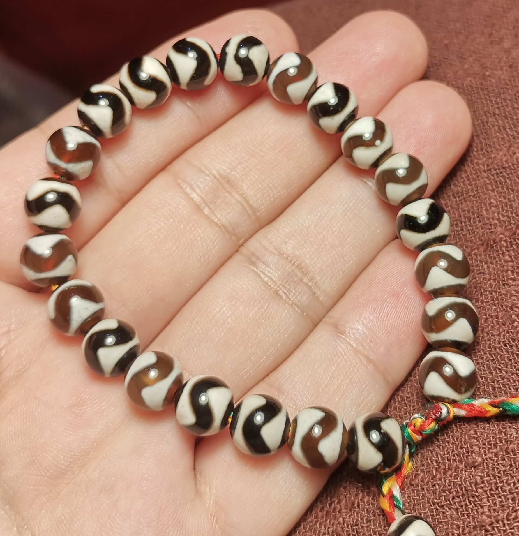 西藏文玩8mm小圆珠虎牙天珠手链手串手持念珠随身携带佛龛摆件珠
